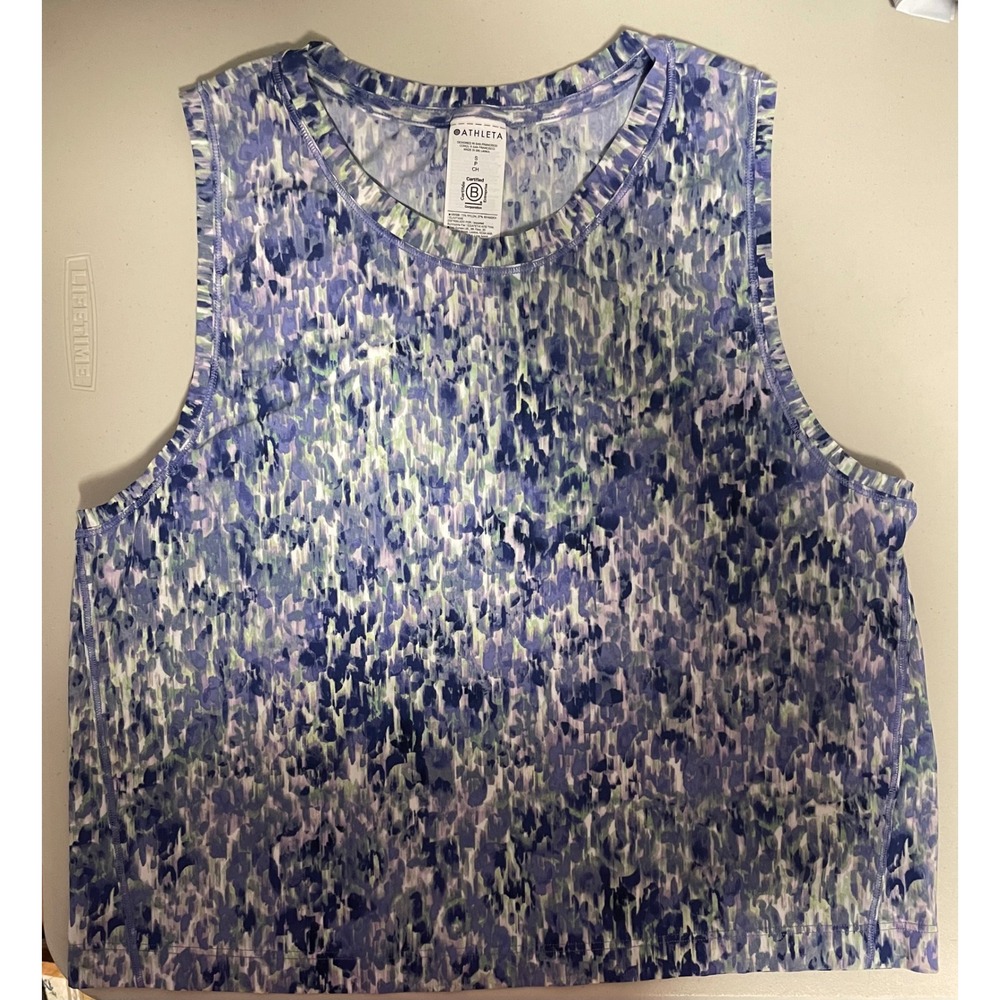 Athleta Womens Purple Blue Abstract Print Activewear Tank Top Small S
